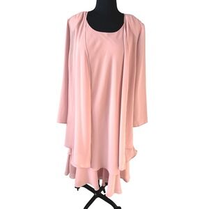 Drapers & Damons Women's Pink Dress & Jacket Set Layered Formal Occasion L